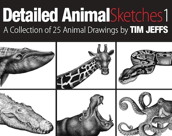 Detailed Animal Sketches 1. A Coloring Collection by Tim Jeffs