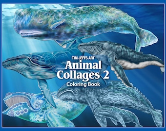 Animal Collages 2. A Digital Download Coloring Book by Tim Jeffs