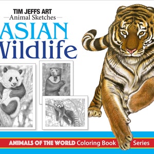 Asian Wildlife. Digital Download Coloring Book by Tim Jeffs