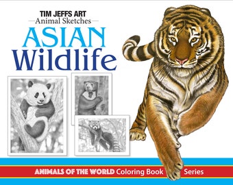 Asian Wildlife. Digital Download Coloring Book by Tim Jeffs