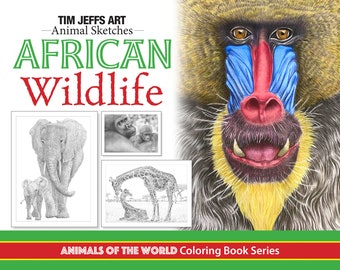 African Wildlife. Digital Download Coloring Book by Tim Jeffs