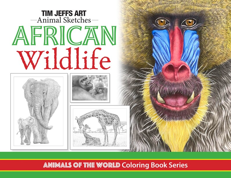 African Wildlife. Digital Download Coloring Book by Tim Jeffs image 1