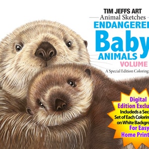 Endangered Baby Animals Volume 2. A Digital Download Coloring Book by Tim Jeffs