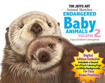 Endangered Baby Animals Volume 2. A Digital Download Coloring Book by Tim Jeffs