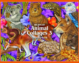 Animal Collages 3. A Digital Download Coloring Book by Tim Jeffs