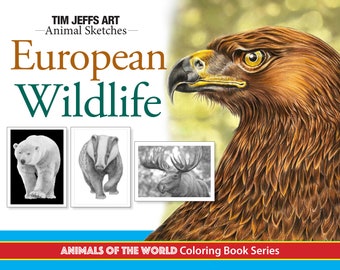 European Wildlife. Digital Download Coloring Book by Tim Jeffs