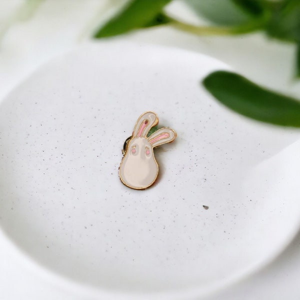 White Bunny Enamel Pin | Clothes Backpack Pin | Handmade | Gift Present | Christmas | Animal Cute | Flowers Nature Insect | EP-22