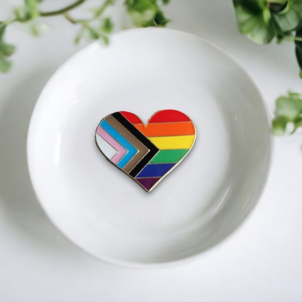 Rainbow Heart Enamel Pin | Clothes Backpack Pin | Handmade | Gift Present | Christmas | LGBTQ+ Gay Bisexual Lesbian Pansexual Support | EP-8