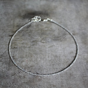 2 mm Faceted Labradorite Beaded Silver Plated Choker Necklace | Gemstone Beads | Birthstone | Healing Crystal | Gift Present | Nature Love