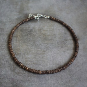Dark Brown Coconut Shell Beaded Choker Necklace | Boho Handmade Jewelry for Women & Teen Girls | Summer Hippie Gift Look | WC-3
