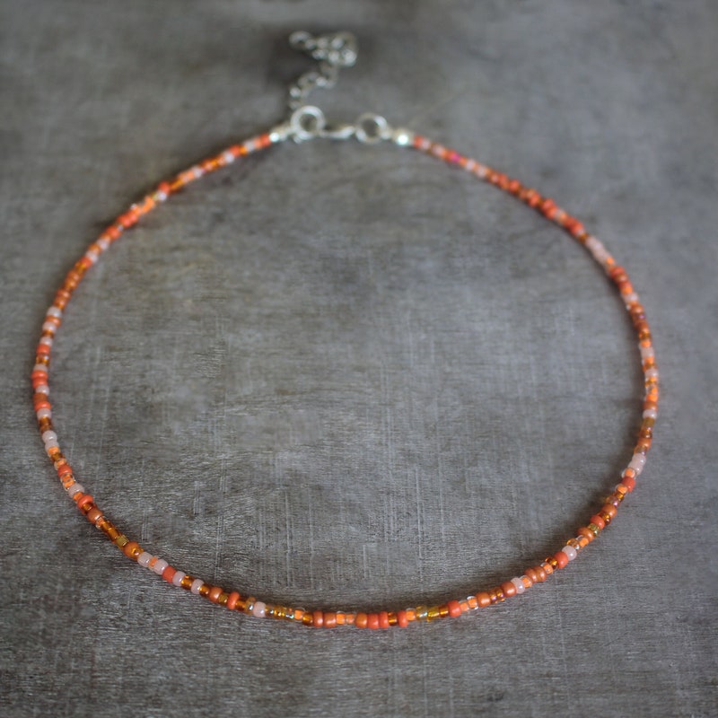 Orange - Miniature Handpainted Wooden Necklace With Beads main image 1
