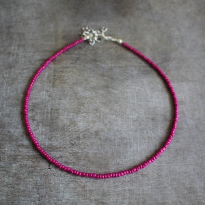 Fuchsia Glass 2 mm Seed Beaded Choker | Jewelry Necklace | Handmade | Gift Present | Summer Bohemian Beach Fashion Glass | CS-023 | BIG SALE