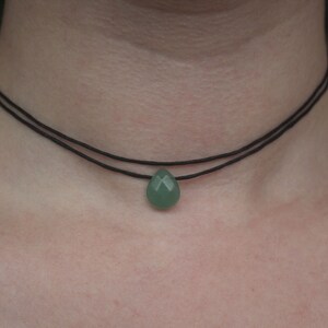 10+ GEMS Double String Nature Drop Choker | Handmade Gift Present | Layered Necklace | Charm Choker | Silver Plated | Faceted Aventurine