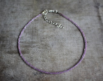 Girocollo con perline di semi di vetro viola da 2 mm / Collana di gioielli / Fatto a mano / Regalo presente / Estate Boho Beach Fashion Carino / GRANDE VENDITA