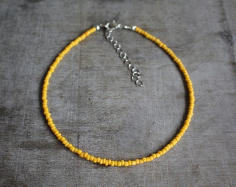 Girocollo con perline di semi di vetro giallo da 3 mm / Collana di gioielli / Fatto a mano / Regalo presente / Estate Boho Beach Fashion Carino / CS-14 / GRANDE VENDITA