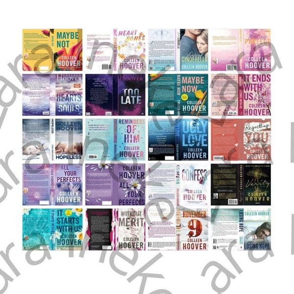 Miniature Book Covers - 20 pcs Colleen Hoover + Free Template | PDF File | Downloadable File Download | Do It Yourself | Dollhouse Books