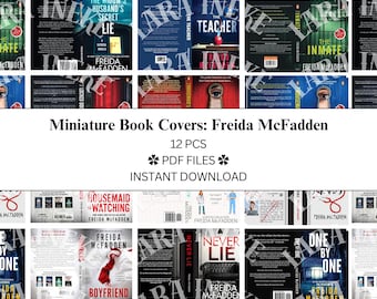 Miniature Book Covers - 12 pcs Freida McFadden  | PDF File | Downloadable File Download | Do It Yourself | Dollhouse Books