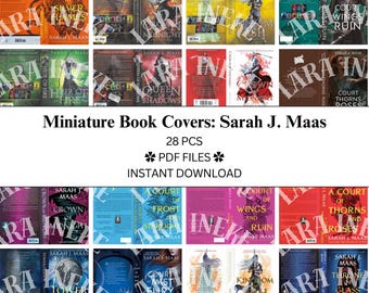 Miniature Book Covers - 28 pcs Sarah J. Maas + Free Template | PDF File | Downloadable File Download | Do It Yourself | Dollhouse Books
