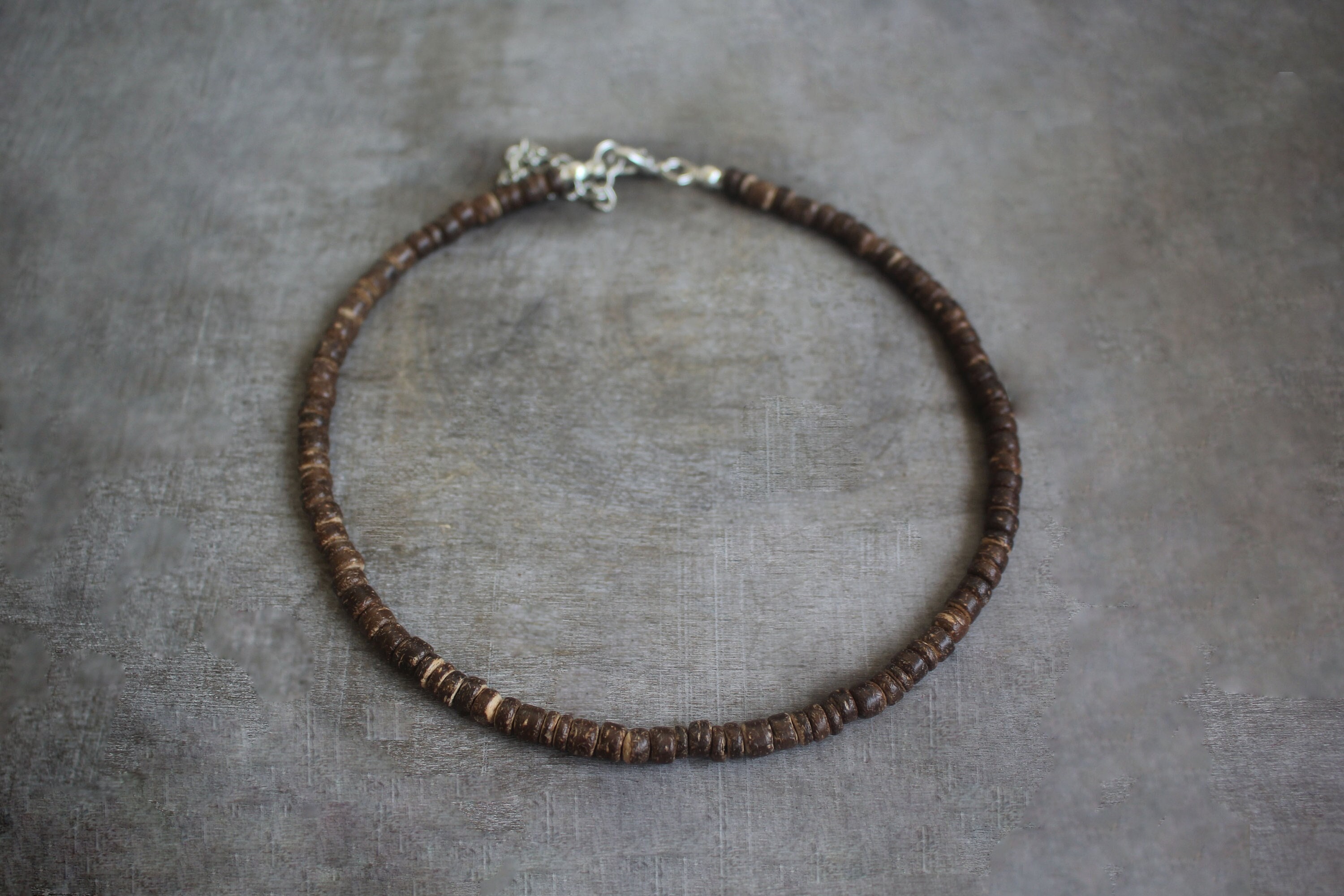 Dark Brown Coconut Shell Beaded Choker Necklace | Boho Handmade Jewelry for Women & Teen Girls | Summer Hippie Gift Look | WC-3