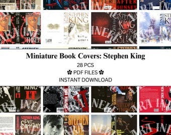 Miniature Book Covers - 28 pcs Stephen King + Free Template | PDF File | Downloadable File Download | Do It Yourself | Dollhouse Books