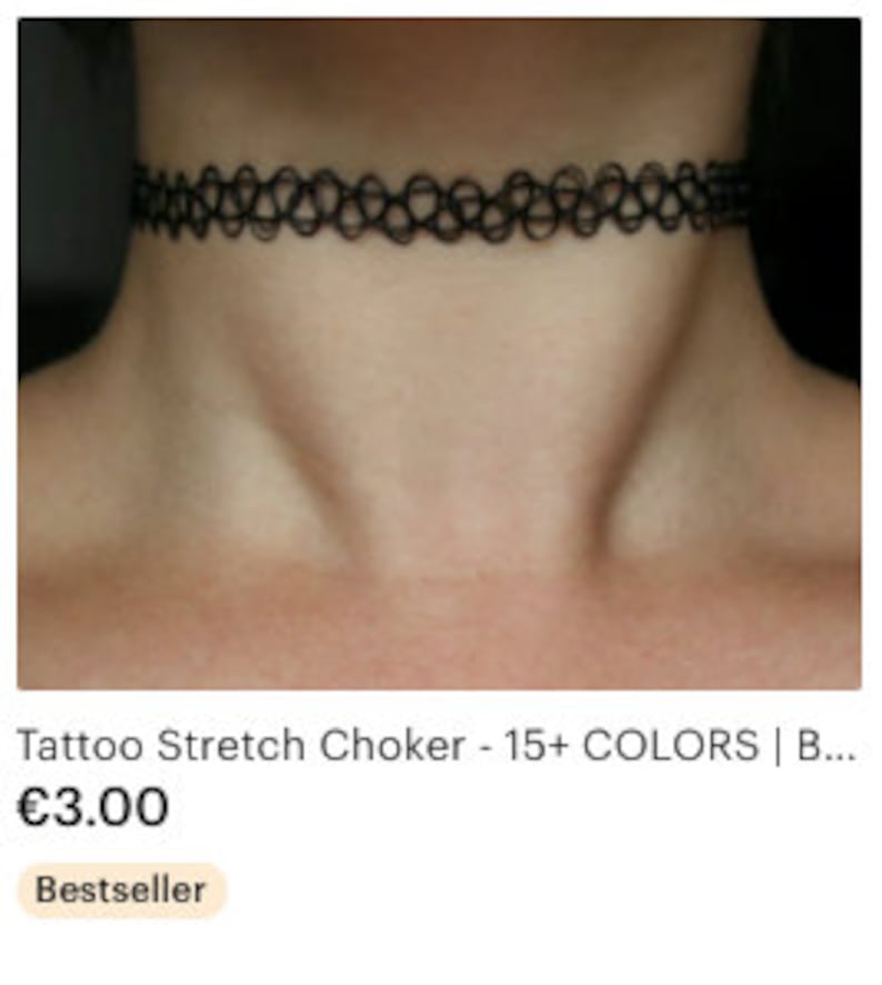 Tattoo Stretch Choker 15 KLEUREN Zwart handgemaakt cadeau aanwezig Zomer Tropisch Vrouw Meisje Tiener Regenboog Grijs Roze Donker afbeelding 3