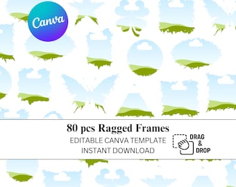 80 pcs Ragged Frames Canva Template | Drag & Drop Design