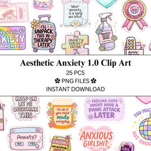 25 pcs Aesthetic Anxiety Clip Art Bundle 1.0 | PNG Files | Transparent PNG | Commercial Use