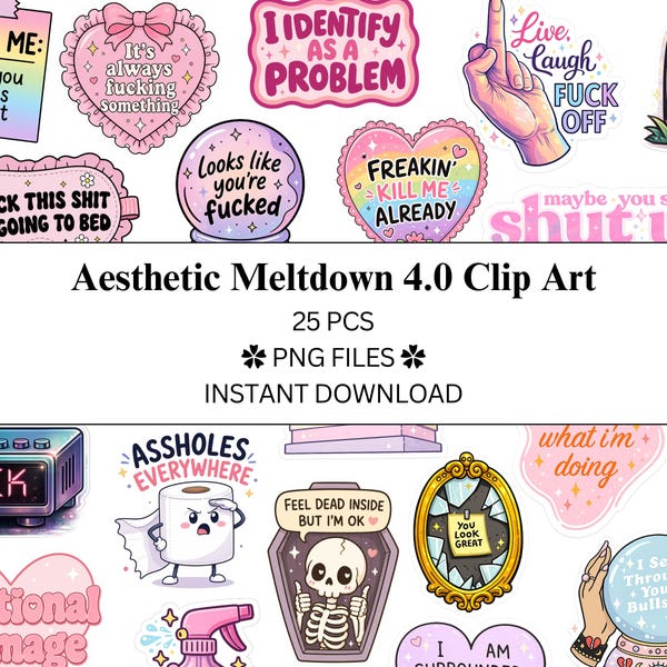 Lot de 25 illustrations clipart « Effet esthétique explosif » 4.0 | Fichiers PNG | PNG transparent | Usage commercial