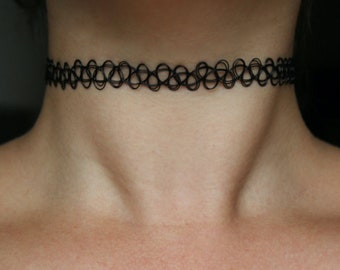 Tattoo Stretch Choker - 15+ KLEUREN | Zwart handgemaakt cadeau aanwezig | Zomer Tropisch | Vrouw Meisje Tiener | Regenboog Grijs Roze Donker