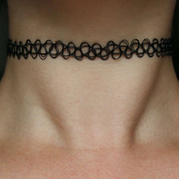 Tattoo Stretch Choker - 15+ KLEUREN | Zwart handgemaakt cadeau aanwezig | Zomer Tropisch | Vrouw Meisje Tiener | Regenboog Grijs Roze Donker