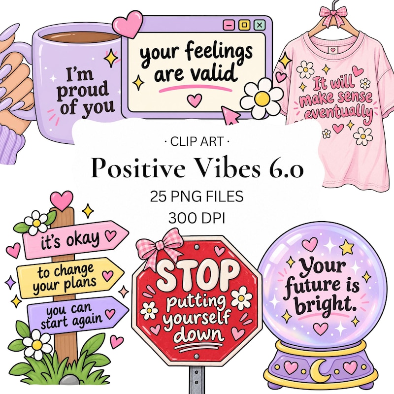 Possitive Sticker Positive Girly Stickers - Etsy UK