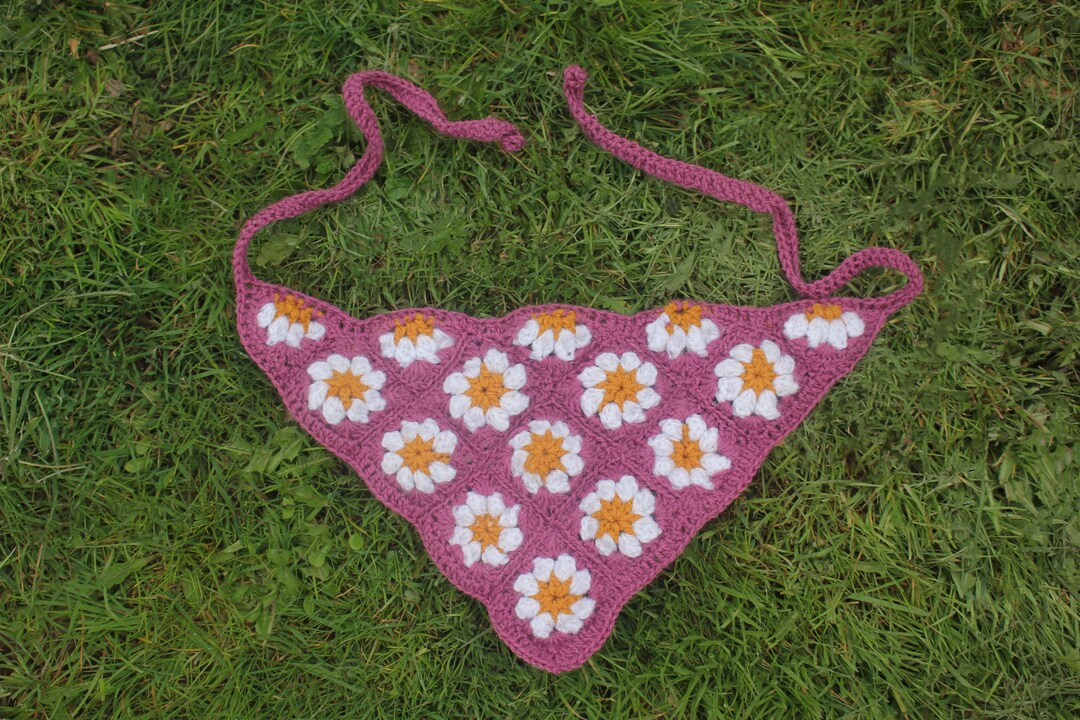 Crochet Daisy Bandana PATTERN PDF Pattern Hair Bandana Dog Cat Scarf