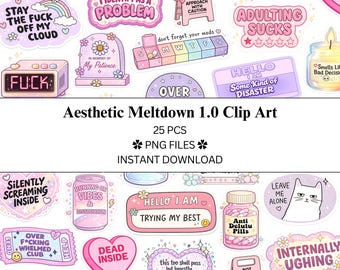 25 pcs Aesthetic Meltdown Bundle | PNG Files | Transparent PNG | Commercial Use