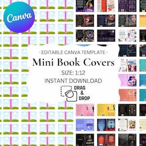 1:12 Miniature Book Cover Canva Template | Do It Yourself | Dollhouse Books | Mini Books | Drag & Drop Design | SALE