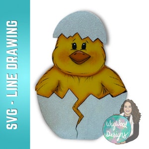 Babykuiken in ei svg en lijntekening