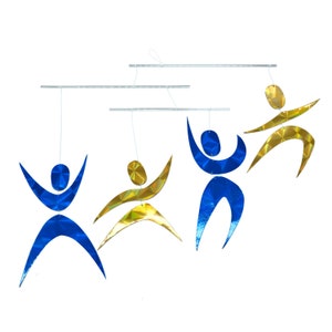 Assembled Dancers Montessori Classic Visual Mobile for Baby Golden Blue Color Options image 3