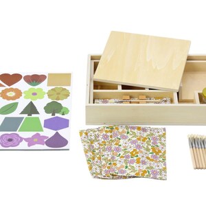 Montessori Wooden Gluing Box with Extra Brushes image 3