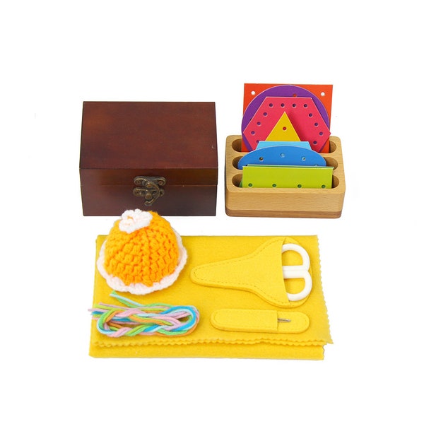 Kit d'apprentissage de la couture Montessori pour enfants Exercices de la vie pratique Créations manuelles pour enfants Motricité fine Activité de couture Montessori pour tout-petits