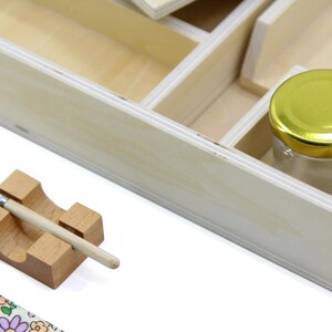 Montessori Wooden Gluing Box with Extra Brushes image 6