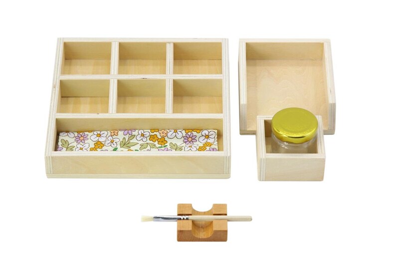 Montessori Wooden Gluing Box with Extra Brushes image 5