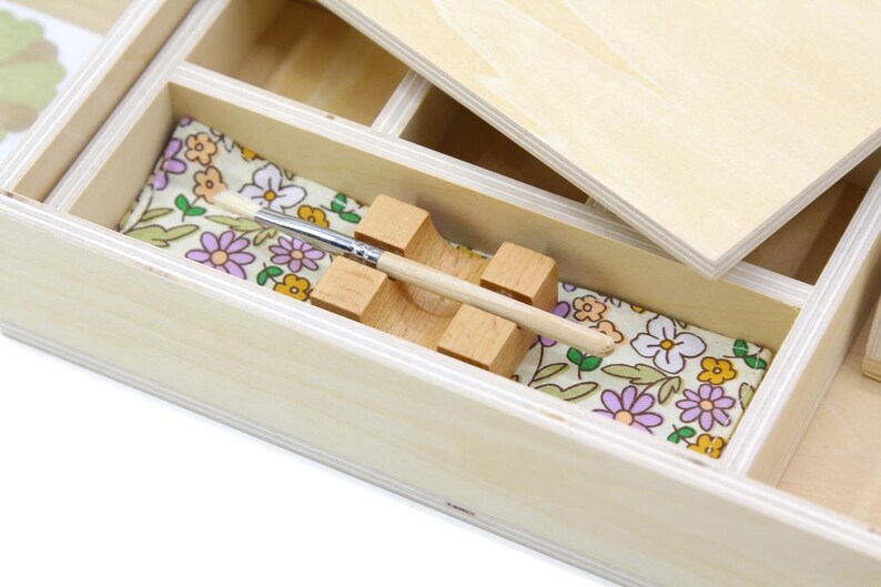 Montessori Wooden Gluing Box with Extra Brushes image 9