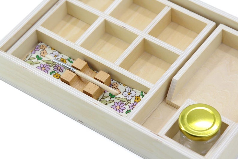 Montessori Wooden Gluing Box with Extra Brushes image 8