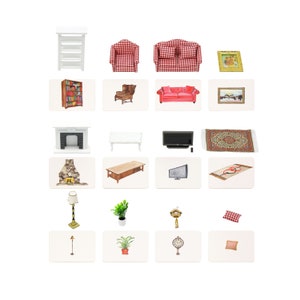 Montessori Language Material Objects with Similar Cards: Living Room 12 Objects with 12 Cards