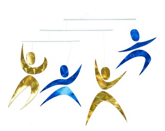 Assembled Dancers Montessori Classic Visual Mobile for Baby Golden Blue Color Options