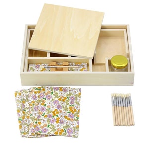 Montessori Wooden Gluing Box with Extra Brushes image 4