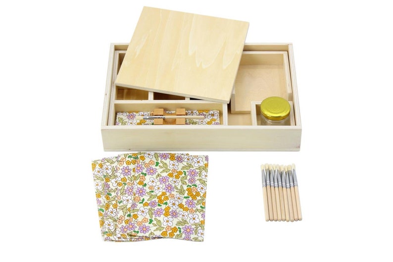 Montessori Wooden Gluing Box with Extra Brushes image 4