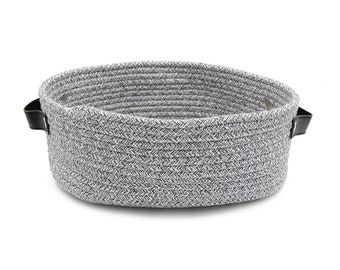 Cotton Rope Basket with Leather Handles Size Options