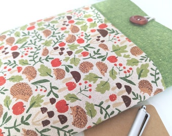 Igel Laptoptasche: Computertasche aus Leinen mit Knopfverschluss