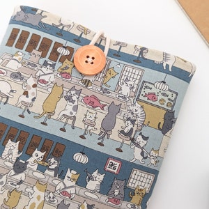 Kindle Cover, Padded, Custom Size Book, eReader, Tablet, Oasis, Paperwhite Case, Kobo Clara, Libra Pouch - Sushi Cats