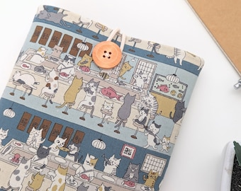 Kindle Cover, Gewatteerd, Aangepast formaat boek, eReader, Tablet, Oasis, Paperwhite Case, Kobo Clara, Libra Pouch - Sushi Cats